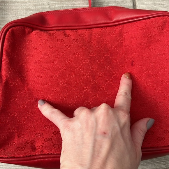 Vintage Gucci Red Canvas and Leather Crossbody Bag EUC - Picture 11 of 15